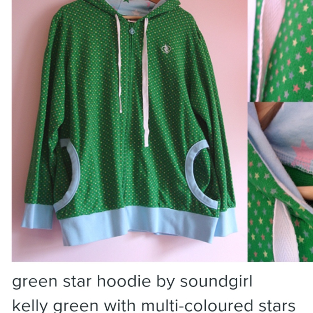 Soundgirl Stars Hoodie - Green, Light Blue